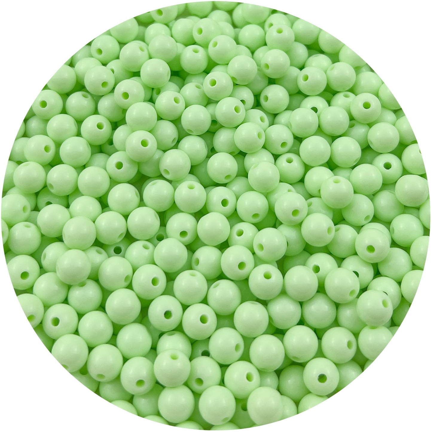 Mulutoo 1000Pieces 6MM Acrylic Round Beads Round Acrylic Balls Chunky Beads Smooth Spacer Plastic Pastel Beads Craft Beads for Necklace and Bracelet Making Crafting Supplies(195-light Green)