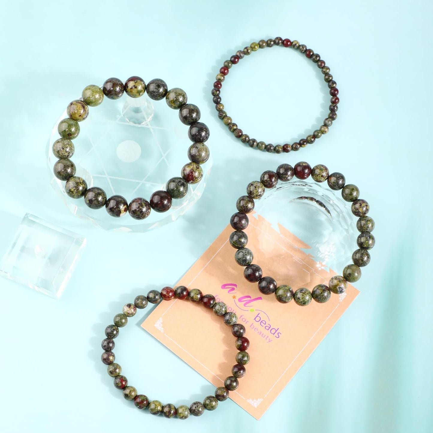AD Beads 10mm Handmade Dragon Blood Jasper Elastic Bracelet – Natural Gemstone for Strength and Vitality – Meditation, Yoga, Healing and Energy Gift for Men Women