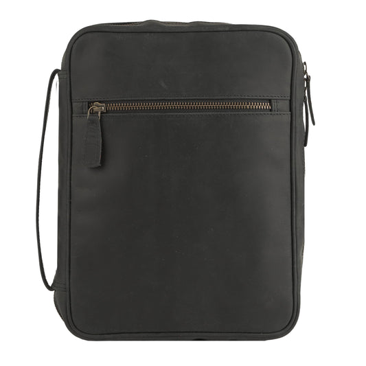 Leather Bible Cover for Men & Women – Zippered Bible Case with Handle, Note & Pen Organizer – Fits Large Study Bible – 11.5x8.5 Inch (Black)