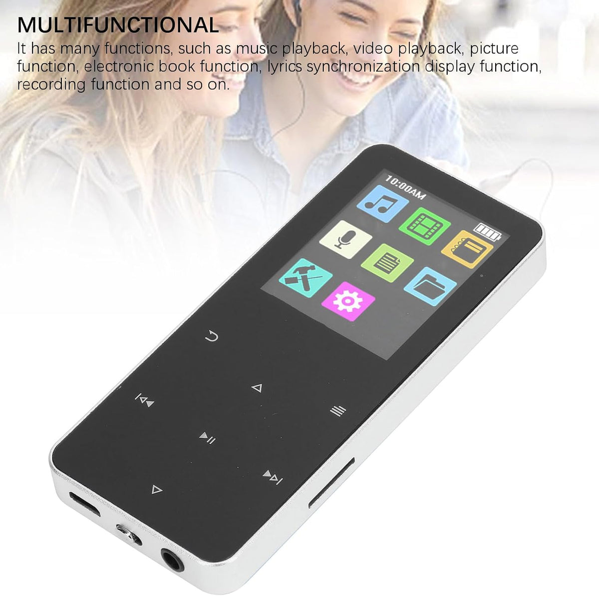 Yoidesu MP3 1.8 Inch 4GB MP3 180mAh MP3 (4GB) Player with Bluetooth, HD Screen for Android, Portable Streaming Music