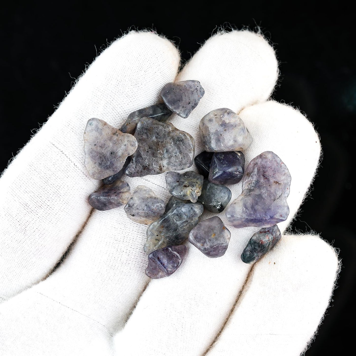 ColouredRocks 50 carats Purple Iolite Tumbled Crystals, Raw Stones, Rough Gemstones, Jewelry Making Supply, Cabbing, Polishing, Cutting, DIY, Crafts (14-16pcs) (8-12mm)