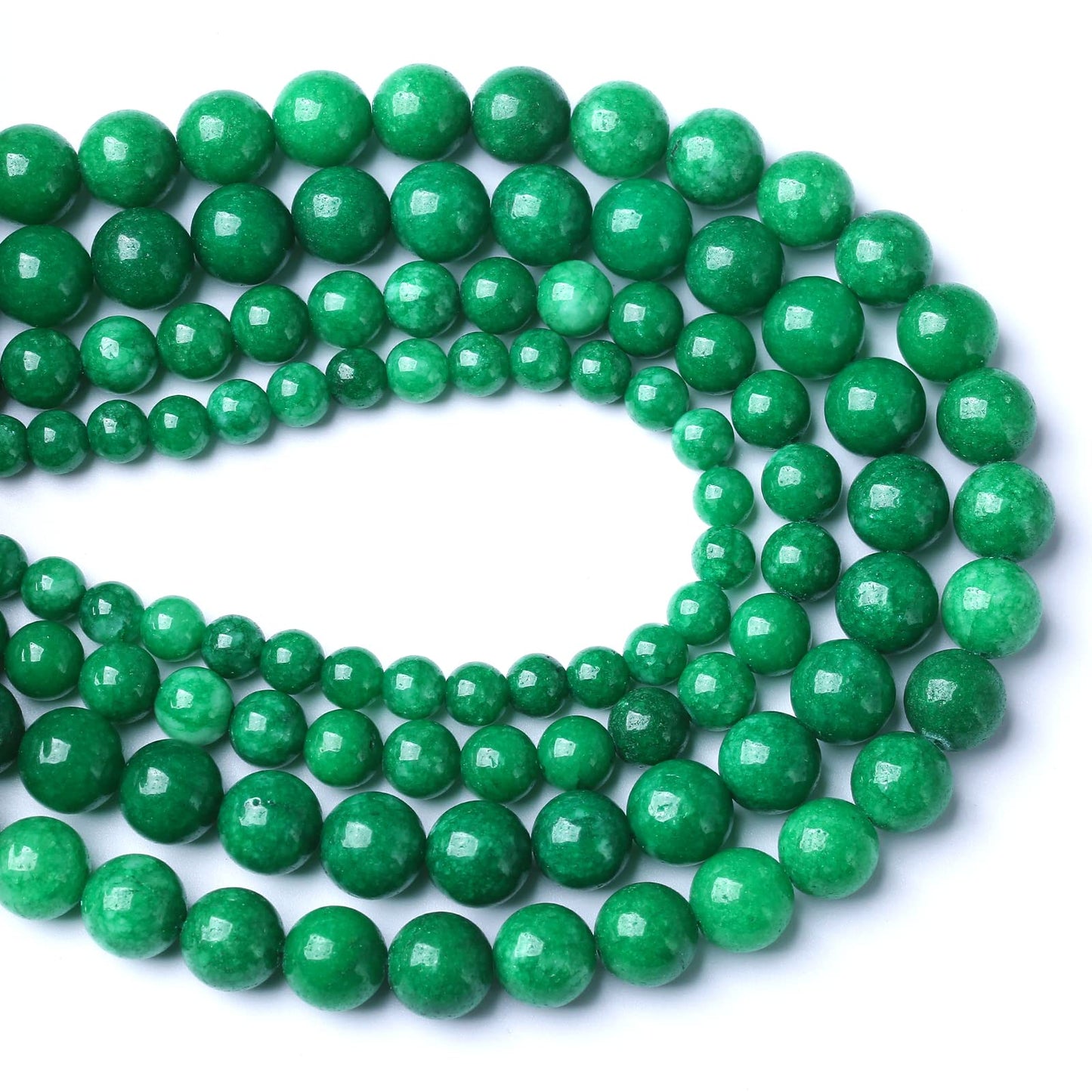 8MM 46PCS Natural Stone Green Cloudy Jade Spacer Loose Beads for Jewelry Making DIY Bracelet Necklace 1 Strand 15’’