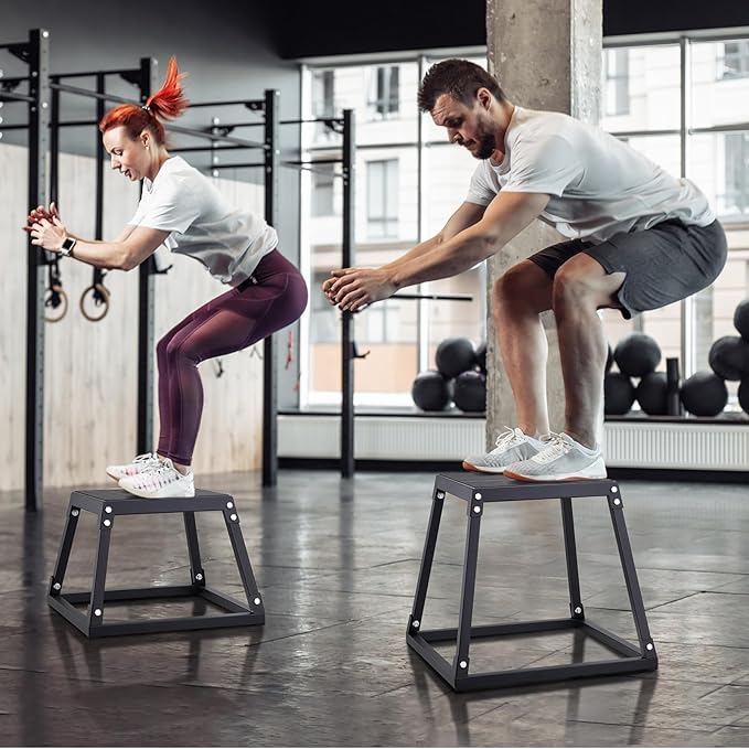 VEVOR Plyometric Jump Box, 18 Inch Plyo Box, Steel Plyometric Platform and Jumping Agility Box, Anti-Slip Fitness Exercise Step Up Box for Home Gym Training, Conditioning Strength Training