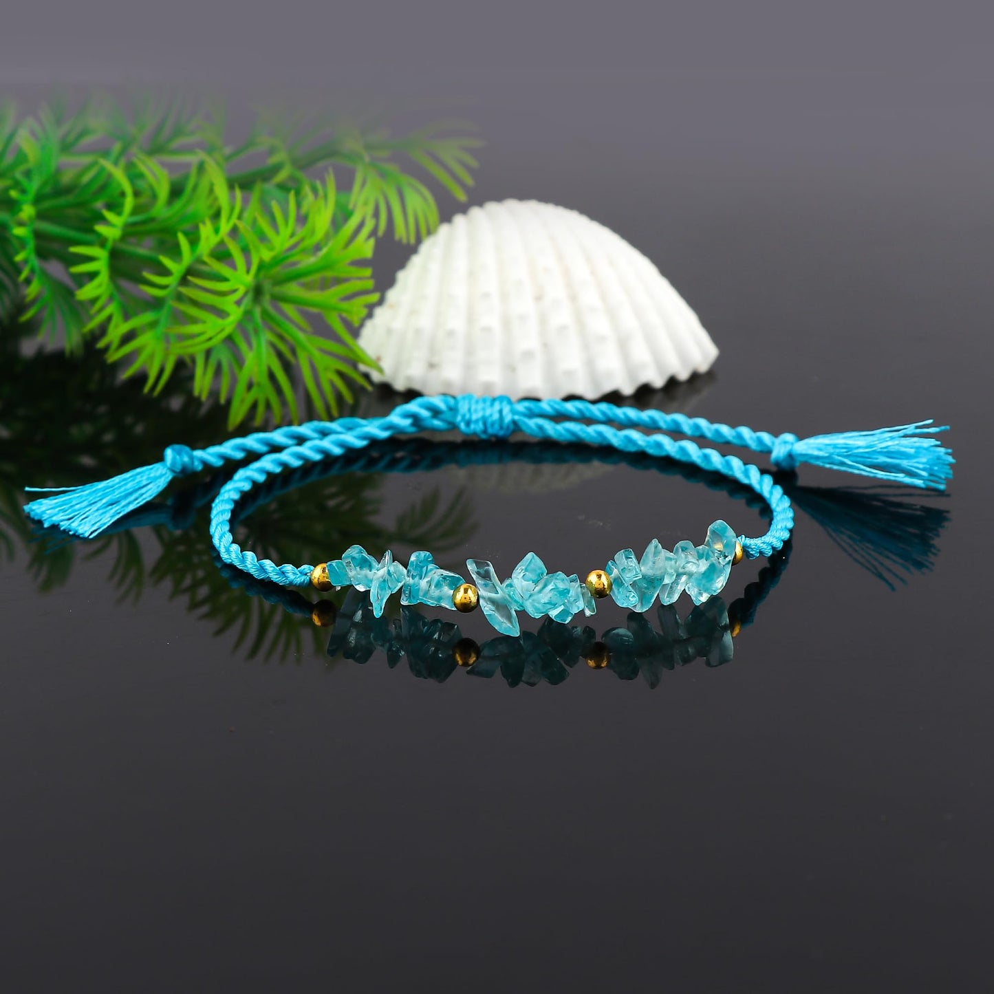 GEMSYMPHONY Neon Apetite Gemstone Chips Rope Bracelet – Adjustable Handmade Crystal Chip Bead Bracelet for Women & Men, Natural Stone Healing Jewelry, Boho Style, Unisex Spiritual Gift (Neon Apetite)