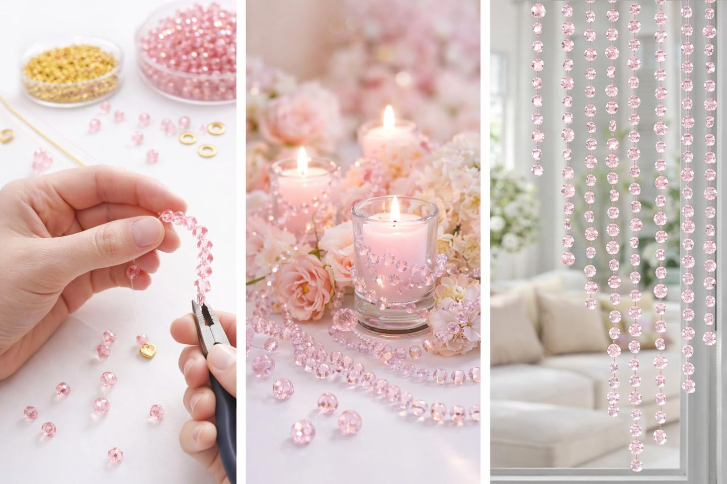 Kutiayta 8mm Faceted Glass Beads, 300PCS Bulk Crystal Beads for Jewelry Making, DIY Bracelet Necklace Crafts, Round Transparent Beads