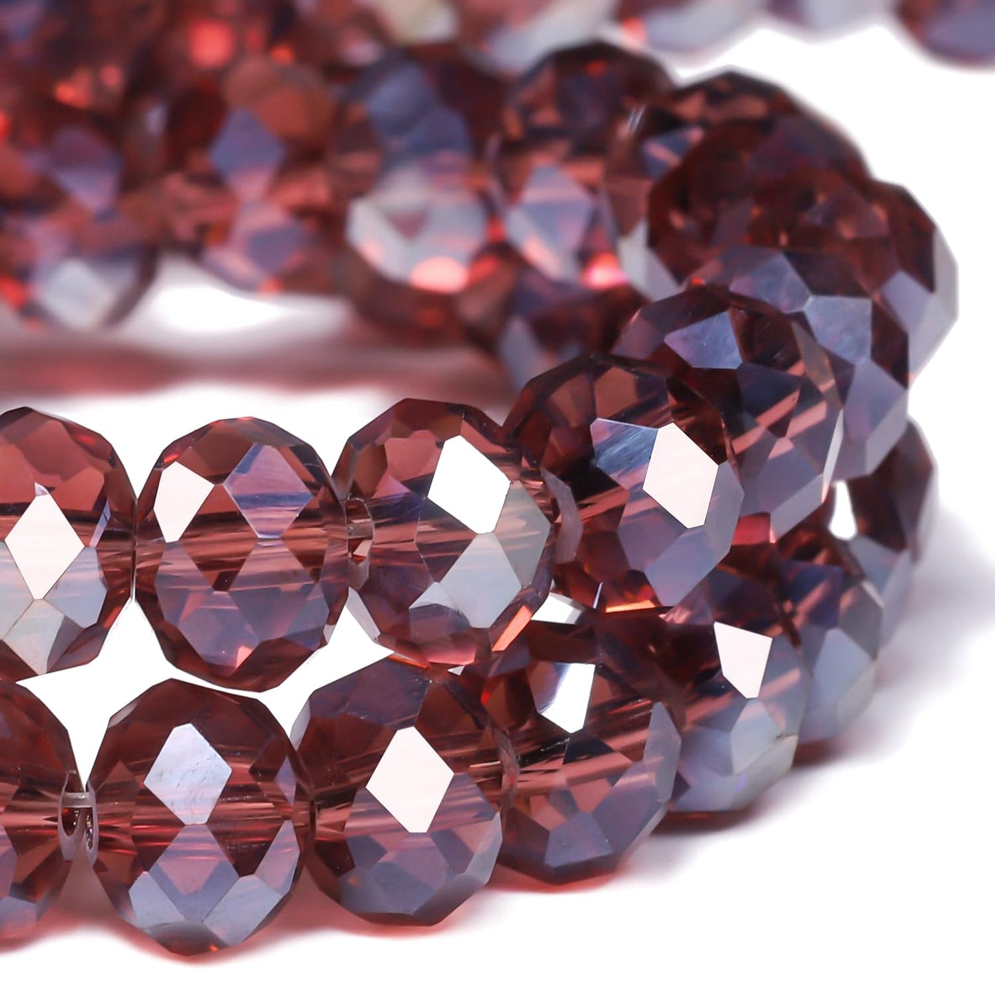NITOPUPU 300pcs 8mm Crystal Glass Beads for Jewelry Making Faceted Rondelle Flat Beads for Bracelets Necklace Earrings DIY Crafts (Purple Crystal AB Bead)