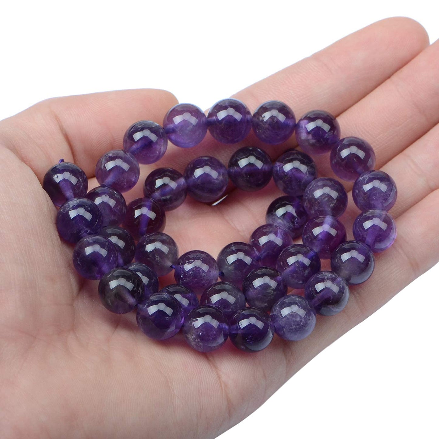 AD Beads Natural Gemstone Round Loose Beads 15" for Bracelet Necklace Earrings Jwelery Making Crafts DIY (8mm, Purple Amethyst)