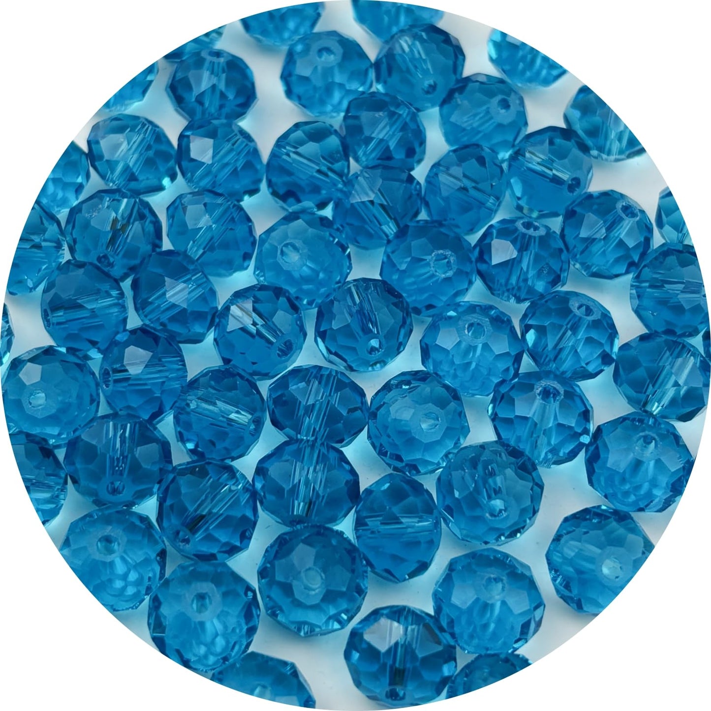 YUEXIGO 60pcs 10mm Crystal Glass Beads for Jewelry Making, Faceted Rondelle Glass Spacer Beads for Wind Chimes Bracelet Earring Necklace DIY Craft(Lake Blue)