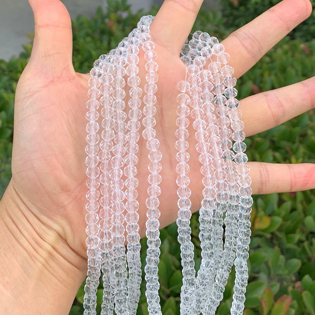 1000pcs Czech Faceted Rondelle Crystal Glass Loose Beads 6mm Spacer Bulk Crystal Clear for DIY Craft Jewelry Making CCR601