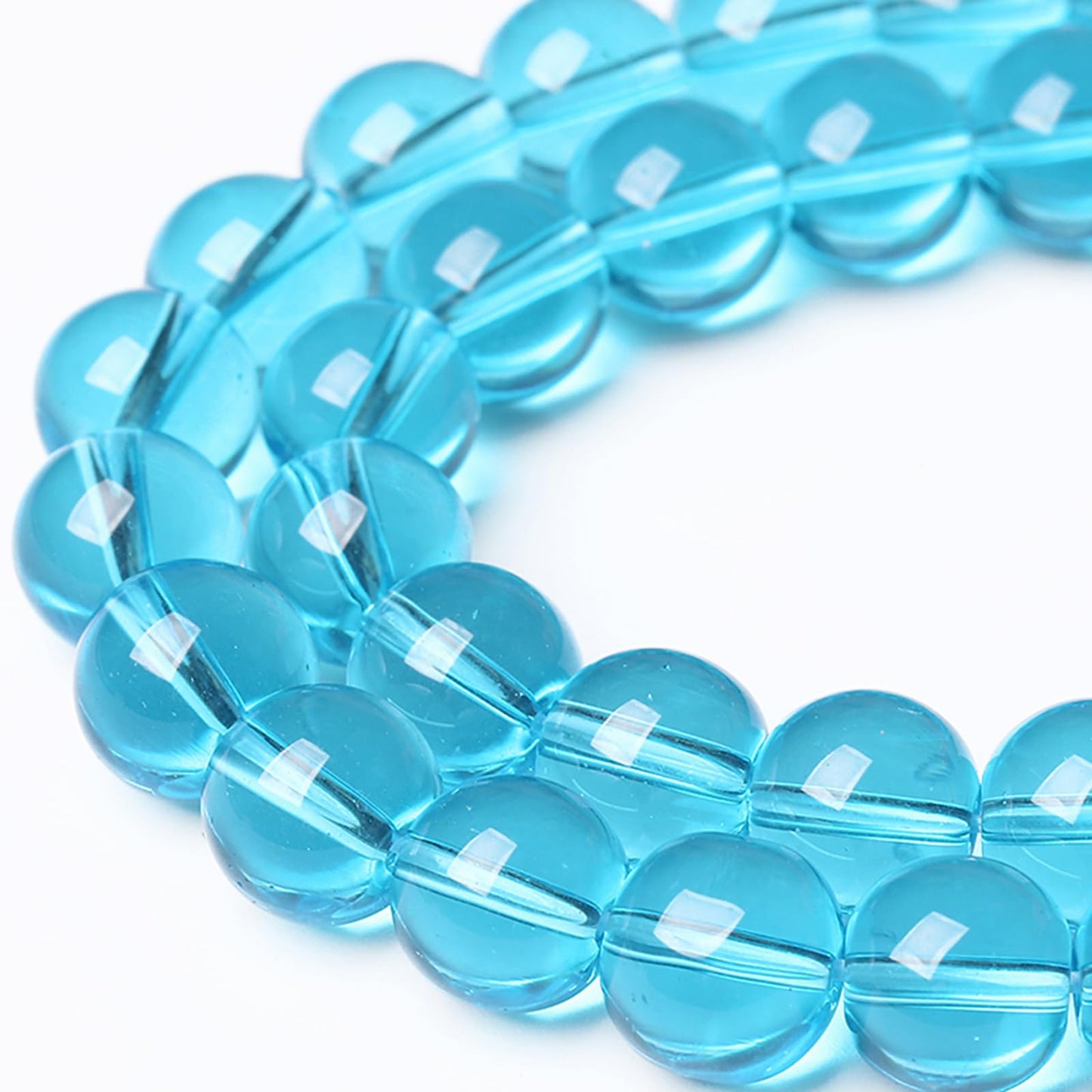 zhovmylo 4MM Lake Blue Glass Beads Natural Gemstone Round Loose Stone Beads for Jewelry and Bracelets Making 180pcs 2 Strands 32"