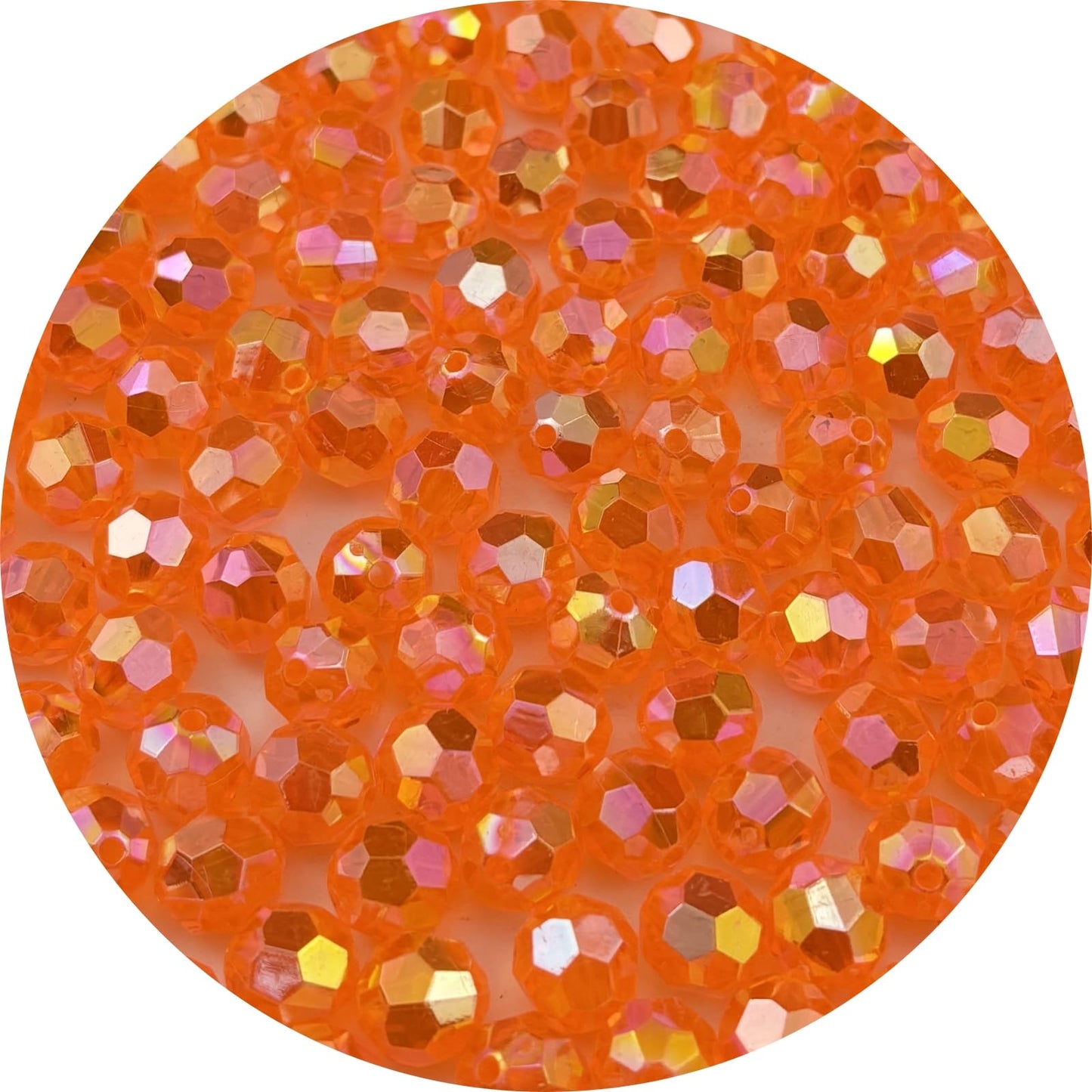 Pinhoollgo 300pcs 8mm Round Acrylic Faceted Beads AB Colors Glossy Spacer Beads with Hole for DIY Bracelet Necklace Jewelry Making Supplies Handmade Craft(Dark Orange AB)