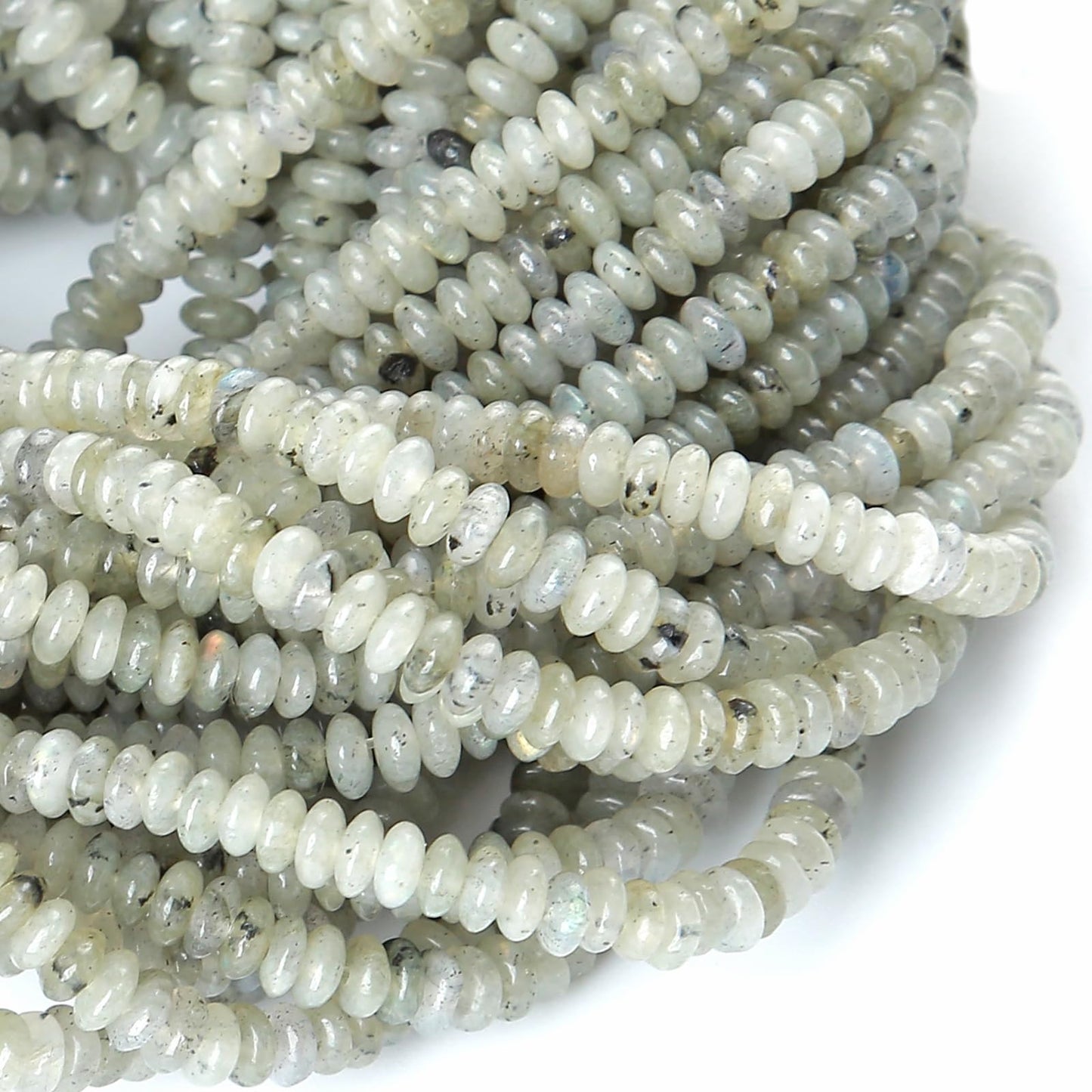 2x4MM 150PCS Grey Labradorite Tube Rondelle Abacus Disk Spacer Loose Beads for Jewelry Making