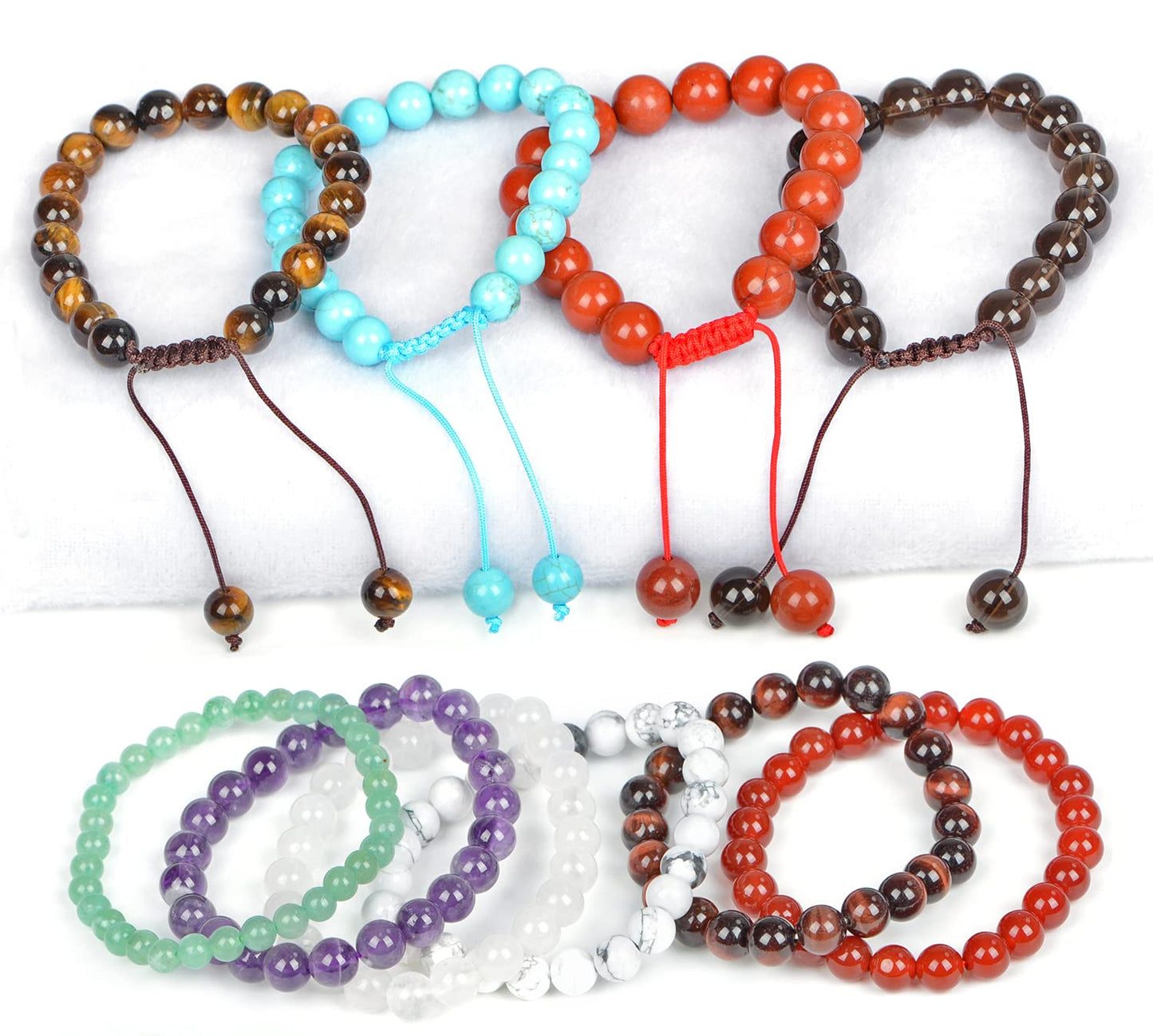 AD Beads Natural Gemstone Round Loose Beads 15" for Bracelet Necklace Earrings Jwelery Making Crafts DIY (8mm, Green Jade)
