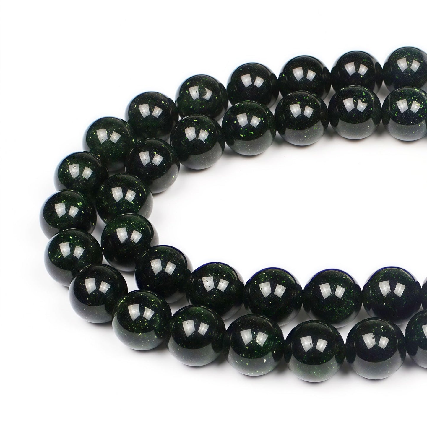 MJDCB Best Sellers Green Sand Stone Round Stone Beads for Jewelry Making DIY Bracelet Necklace (12mm)