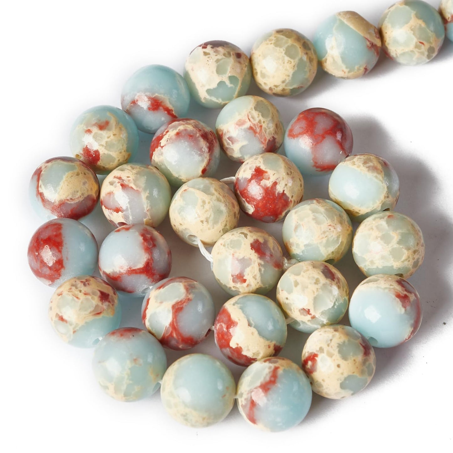 100pcs 10mm Snakeskin Imperial Beads Natural Gemstone Beads Round Loose Beads for Jewelry Making