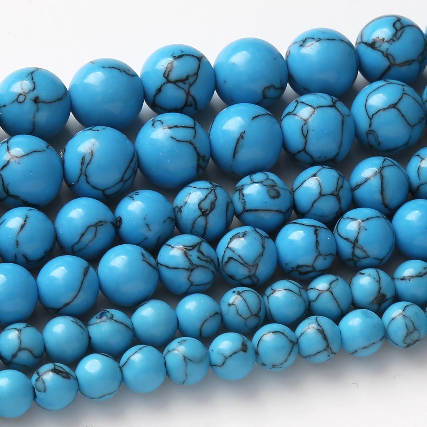 35PCS 10MM Blue Turquoises Round Loose Beads Natural Gemstone Beads for Jewelry Making DIY Bracelet Necklace 15"