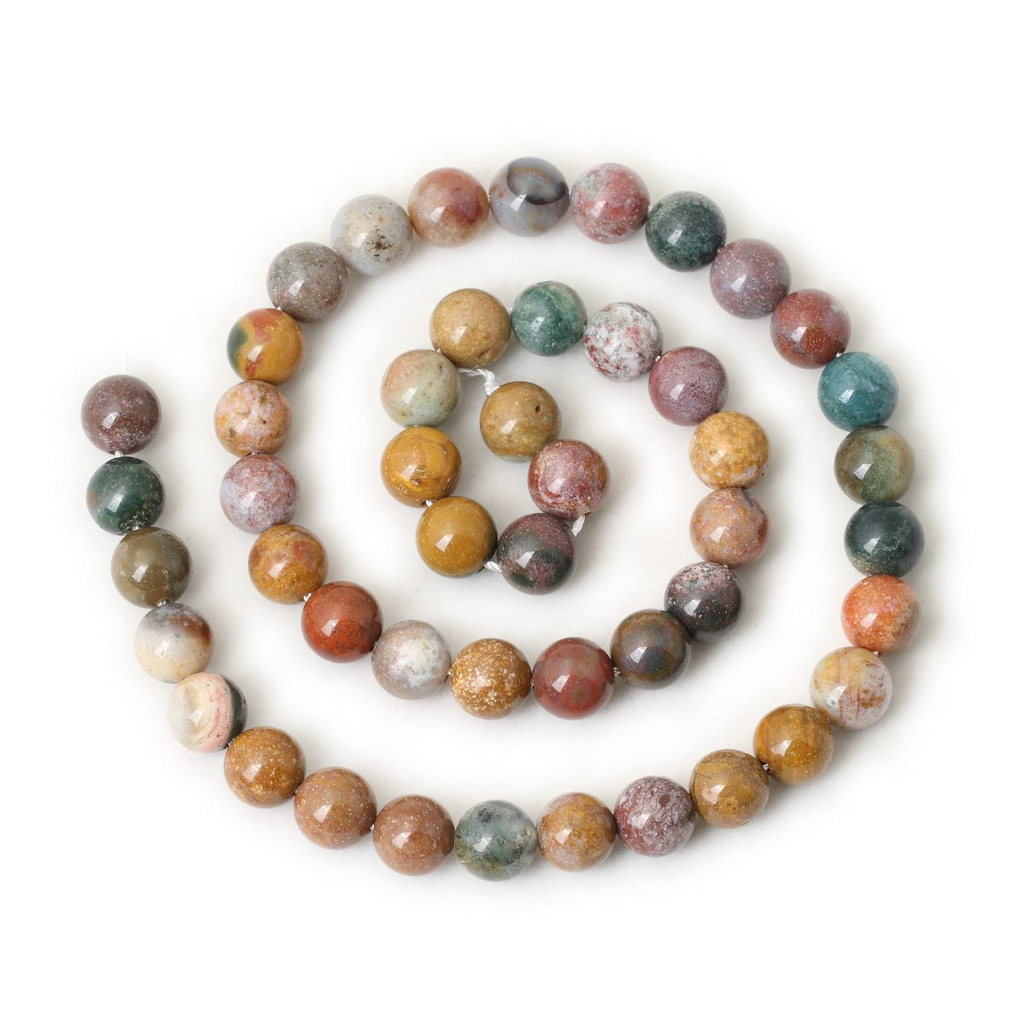 CHEAVIAN 45PCS 8mm Natural Marine Agate Round Loose Beads for Jewelry Making DIY Findings 1 Strand 15"