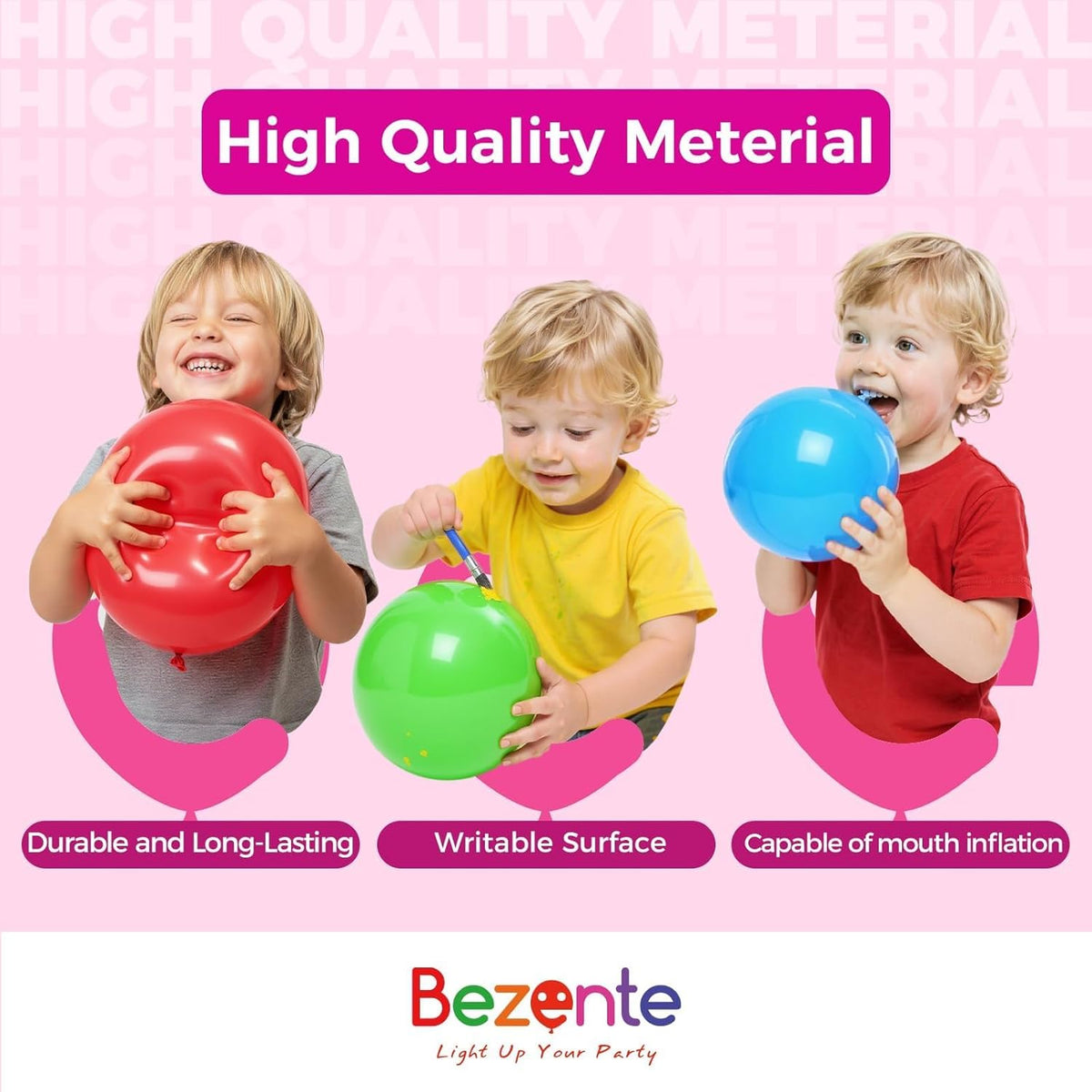 Bezente Blue Balloons - 150 Pack of 5-Inch Matte Light Blue Latex Balloons for Parties & Celebrations