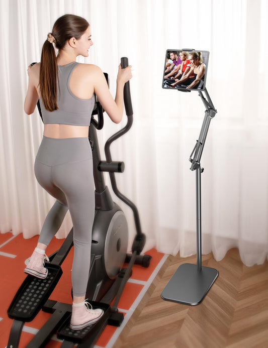 Tablet Floor Stand with 4.5LB Heavy Metal Base,Overhead Bed Phone Stand Angle Height Adjustable Holder, Universal Phone Mount for iPad iPhone Pro Air Mini, Samsung Tab, Kindle, E-Readers...