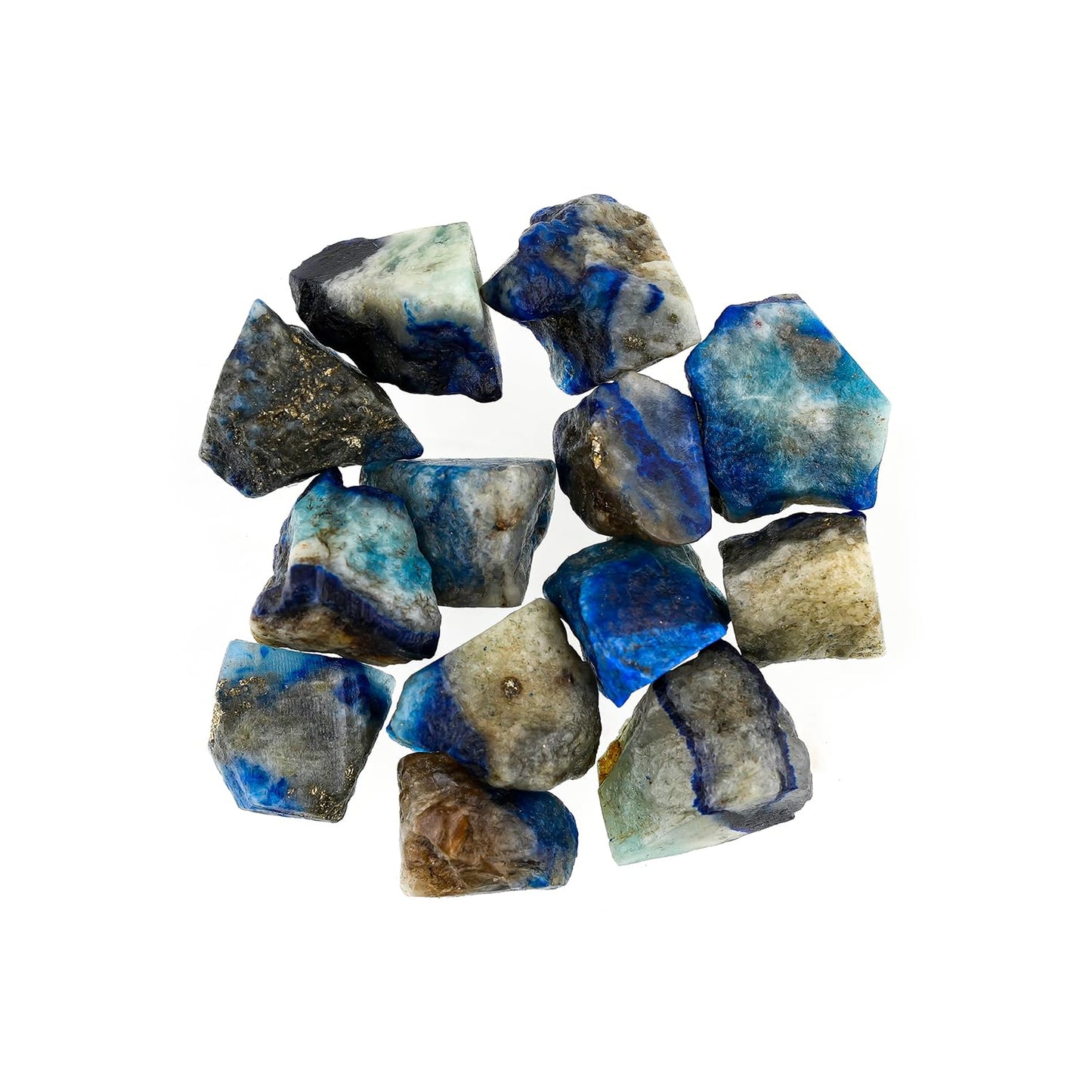 ColouredRocks 100 carats Copper Afghanite Crystals, Raw Stones, Rough Gemstones, Jewelry Making Supply, Cabbing, Polishing, Cutting, DIY, Crafts (12-14pcs) (8-14mm)