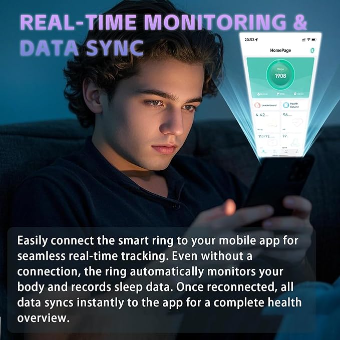 Smart Ring for Men Women ??Fitness Tracker Ring with Heart Rate, SpO2, Blood Pressure, Sleep Monitoring, Step & Calorie Counter, No Subscription Fee, iOS & Android Compatible (Black, 14)