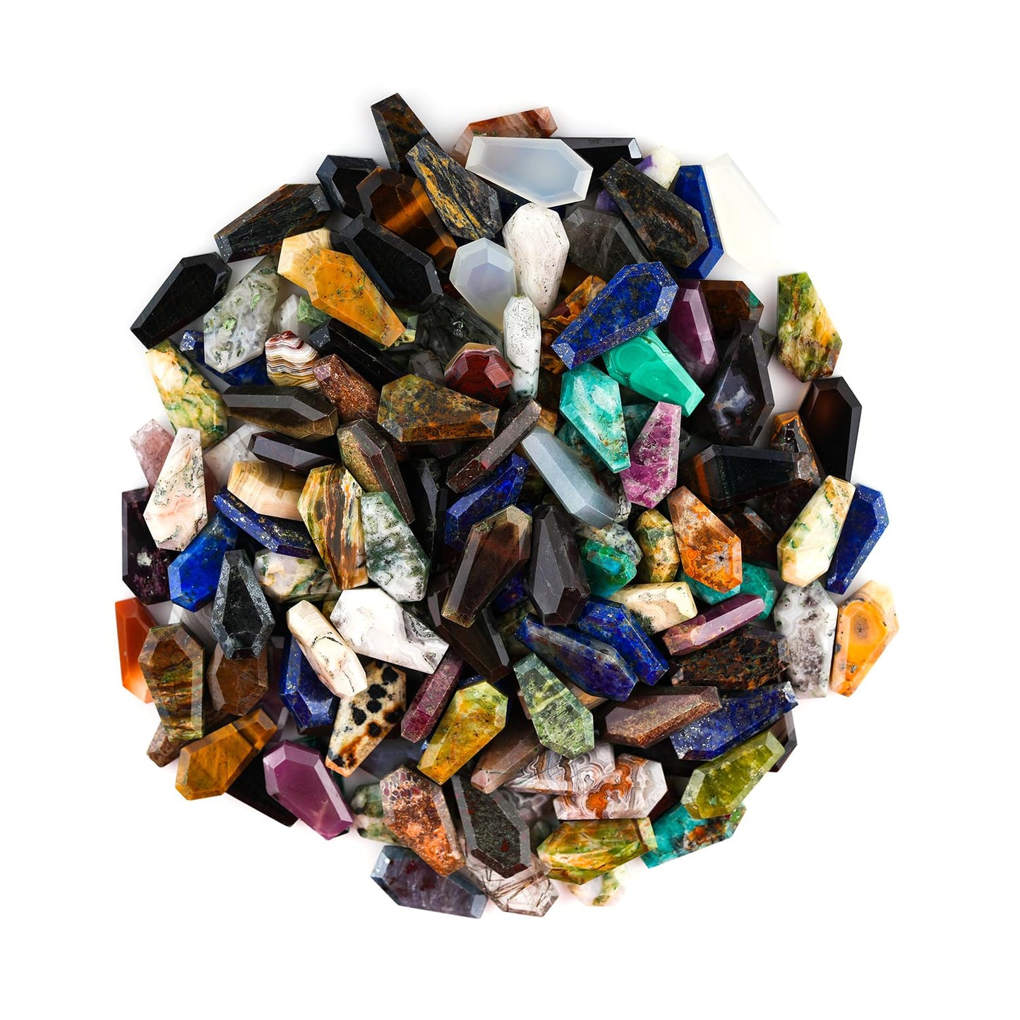 ColouredRocks (10 pcs. Mix Semi-Precious Coffin Shape Crystals, Natural Facet-Cut Stones, Loose Gemstone, Wholesale Polished Supply, Jewelry Making, DIY Craft, Gem Collection (16-20 mm.)