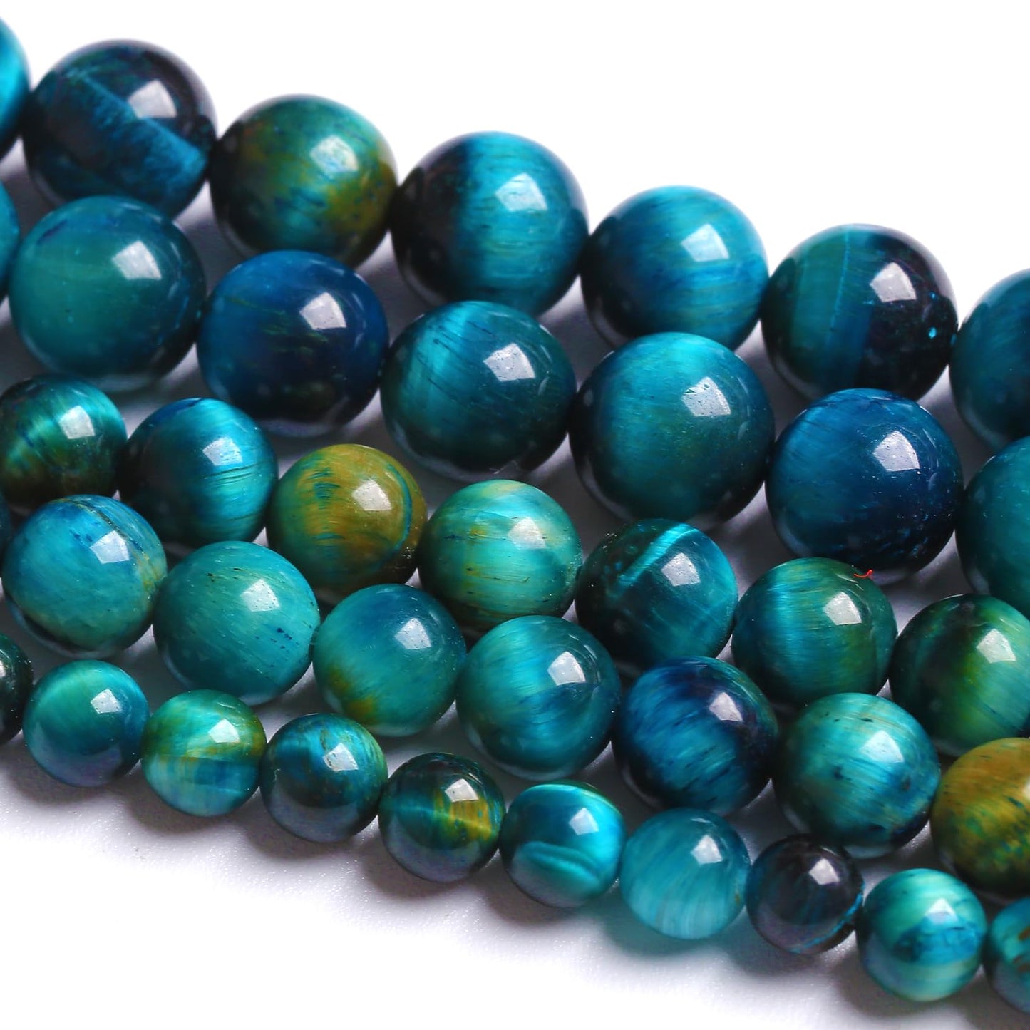 10mm 36PCS Peacock Blue Tiger Eye Stone Beads Natural Crystal Spacer Loose Beads for Jewelry Making DIY Bracelet Semi Precious 1 Strand 15 inches