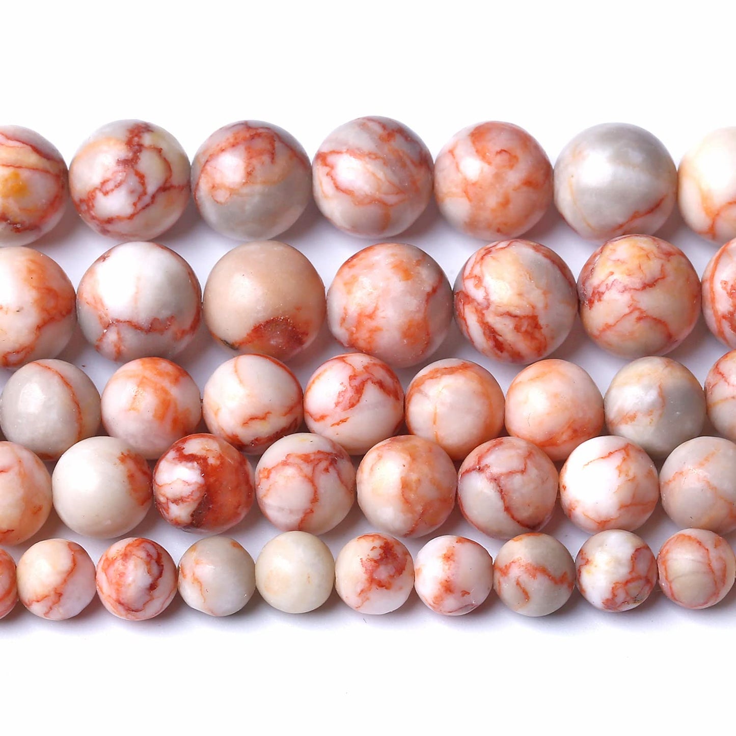 8MM 45PCS Natural Stone Red Network Jasper Loose Beads for Jewelry Making DIY Bracelet