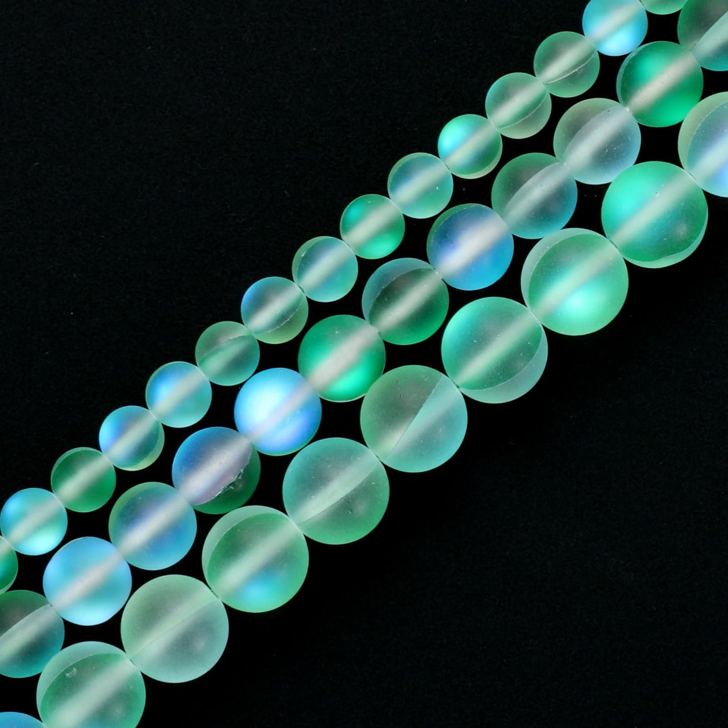 uxcell Matte Crystal Glass Beads 6mm Synthetic Frosted Shining Semi-Precious Round Loose Beads Synthetic Moonstone for Jewelry Making DIY Bracelet, Green