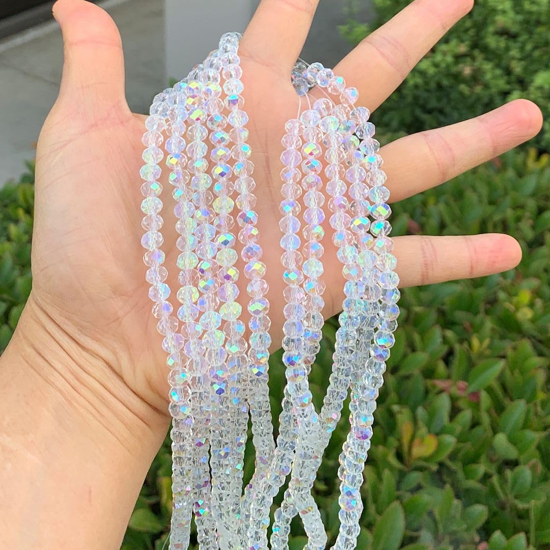 1000pcs Czech Faceted Rondelle Crystal Glass Loose Beads 6mm Spacer Bulk Crystal AB for DIY Craft Jewelry Making CCR602