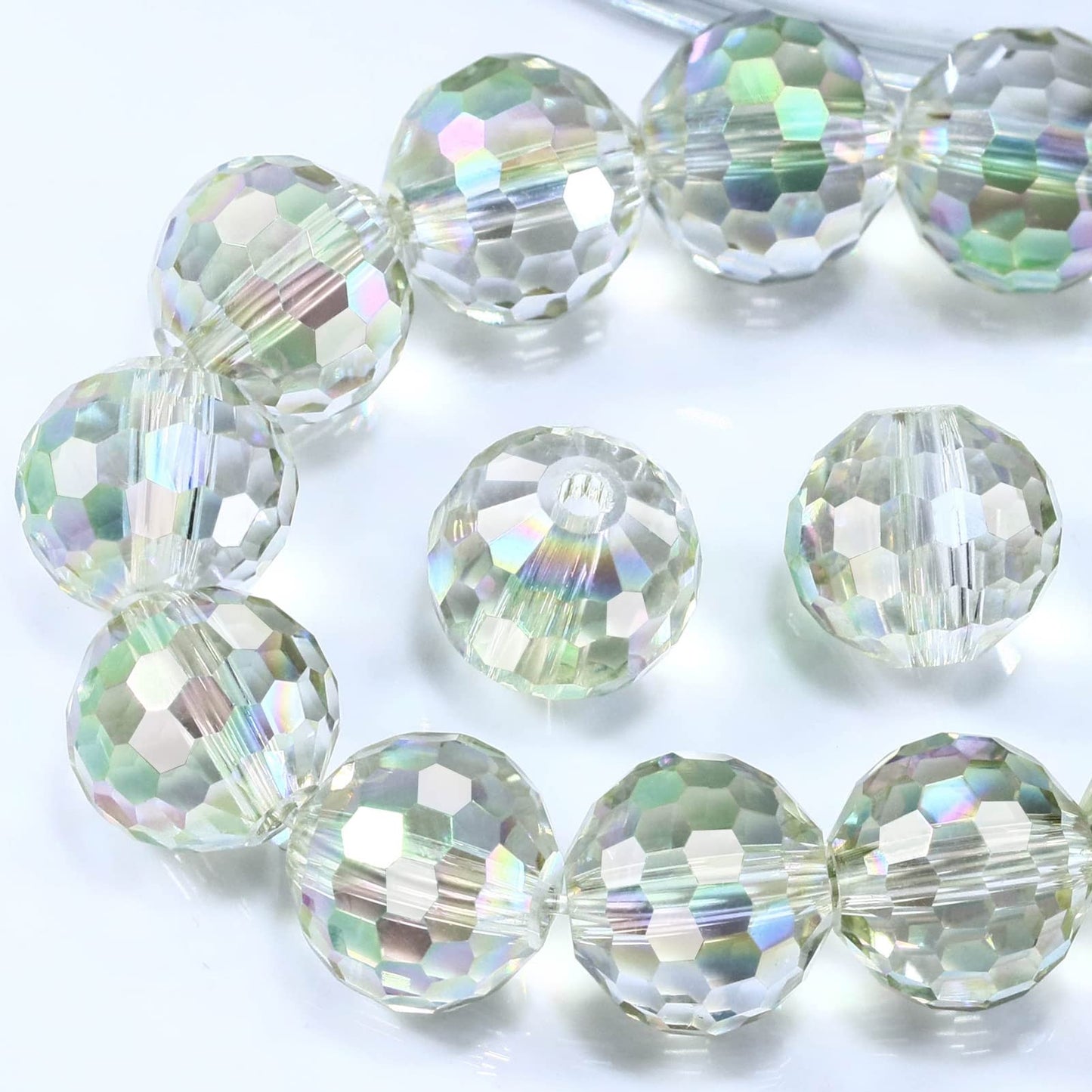 Dowarm 150PCS 6MM Round Crystal Glass Beads for Jewelry Making & Crafts, Spring Green Faceted Crystal Rondelle Spacer Beads for Bracelets, Wind Chimes & Suncatchers