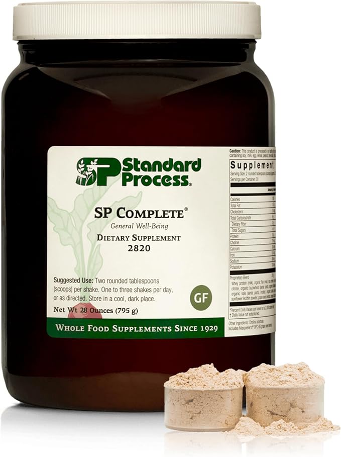 Standard Process SP Complete - Powder Supplement to Aid Muscle Growth & Repair - Immune Health Support with Brussels Sprouts & Calcium - Whole Food-Based Protein Powder Formula - 28 oz, 30 Servings