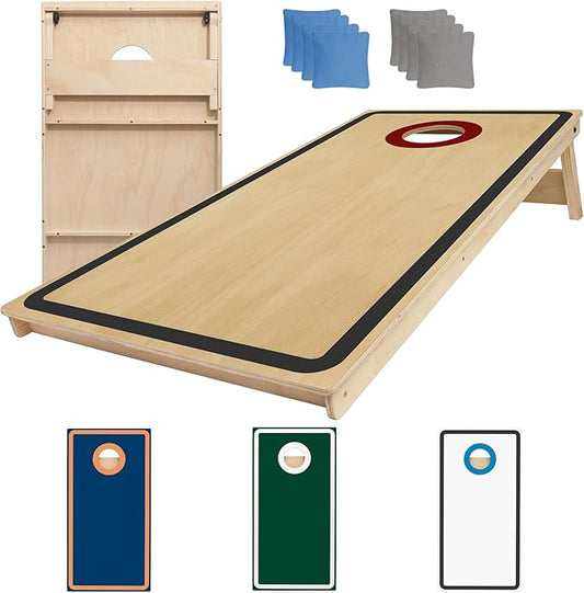 Cornhole Board Set - No Bounce,Regulation Size 4x2 ft,Made of 1/2" Pine Plywood,UV Printing Includes 8 Bean Bags and 2 Cornhole Boards,Perfect for Outdoor Games and Gatherings