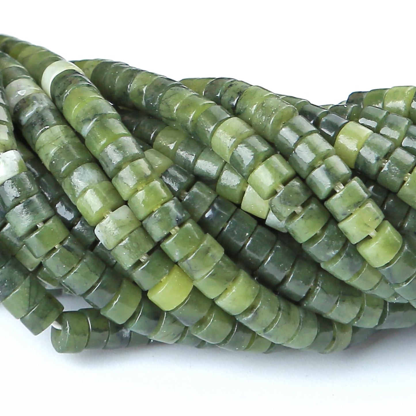 2x4MM 150PCS Chinese Green Jade Tube Cylinder Rondelle Abacus Disk Spacer Loose Beads for Jewelry Making