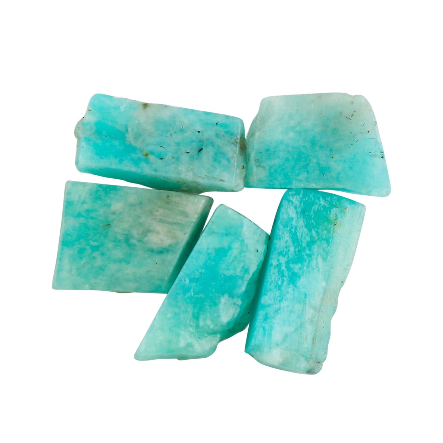 CRYSTALINES 5pcs Natural Raw Amazonite Gemstone, Wholesale Rough Crystals, Bulk Loose Stones Supplies, DIY Artisan Craft-Jewelry Making, Wire Wrapping, Gem Collection