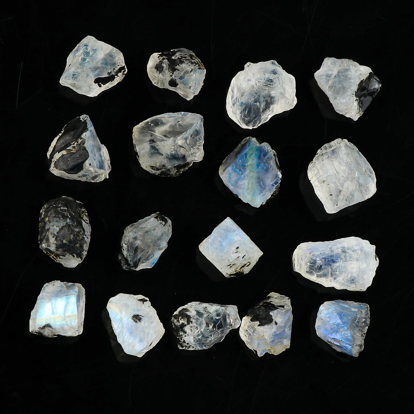 CRYSTALIS 50 cts Natural Tourmilated Black Moonstone Loose Gemstone Wholesale Bulk Rough Jewelry Making Supply, Chakra & Healing Raw Stones, Wire Wrapping, DIY, Gem Collection, DIY Practice Stones