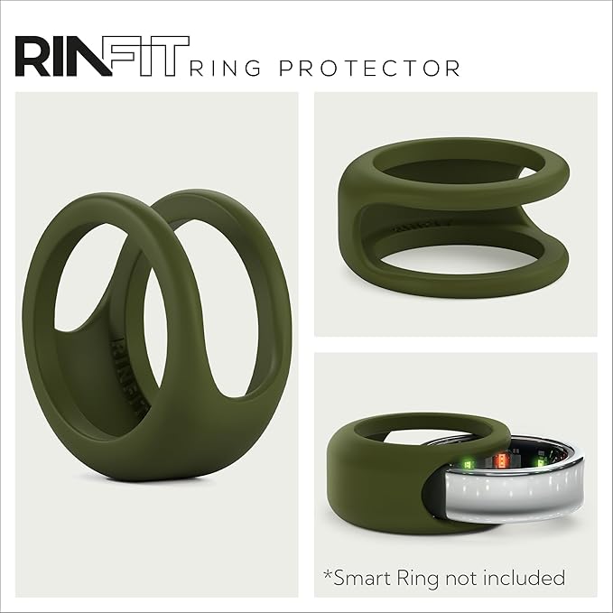 Rinfit Smart Ring Protector - Silicone Ring Enhancer for Active Lifestyle and Gym - StyleFit U.S. Design Patent - Green, Size 11