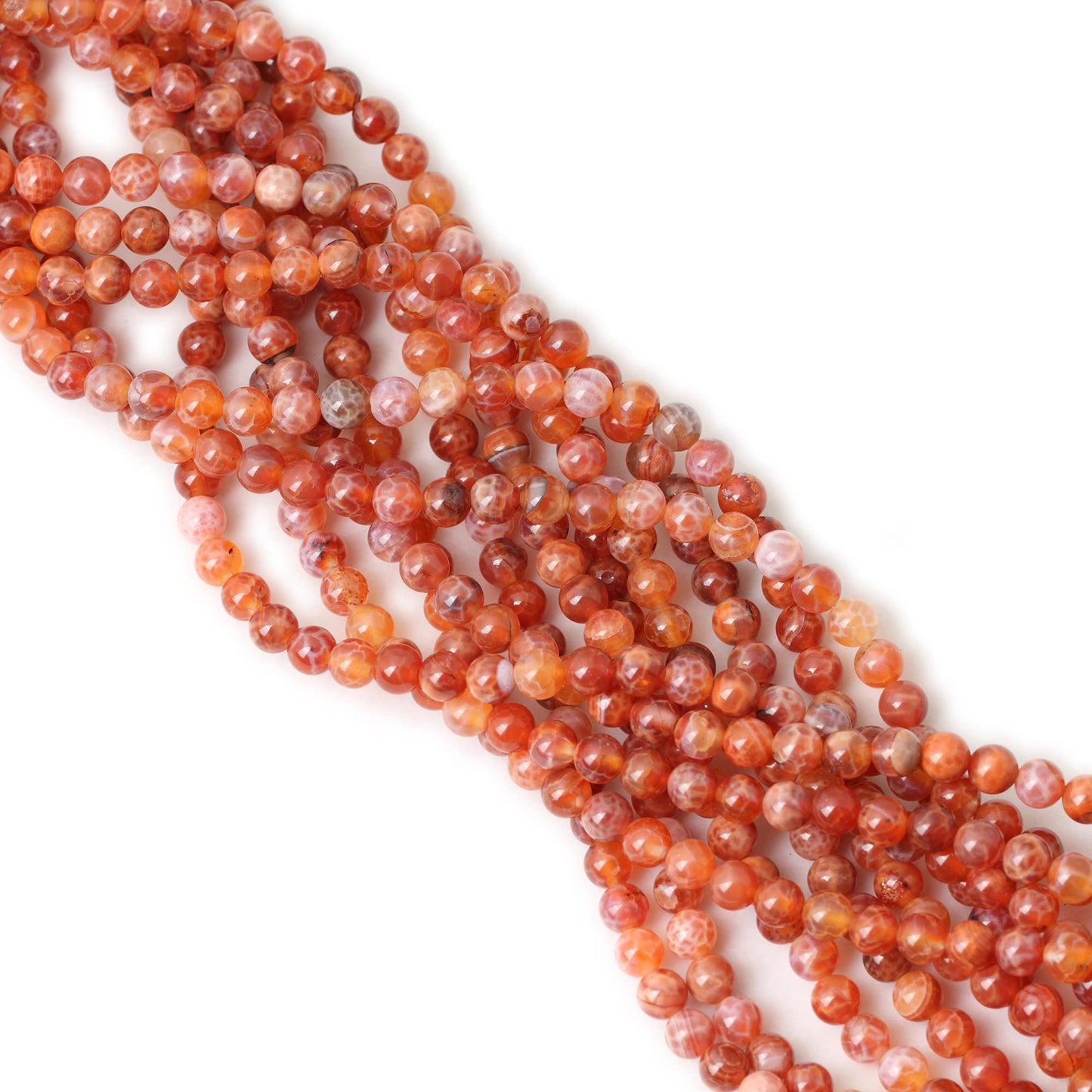 CHEAVIAN 60PCS 6mm Natural Red Dragon Vein Agate Round Loose Beads for Jewelry Making 1 Strand 15 inch