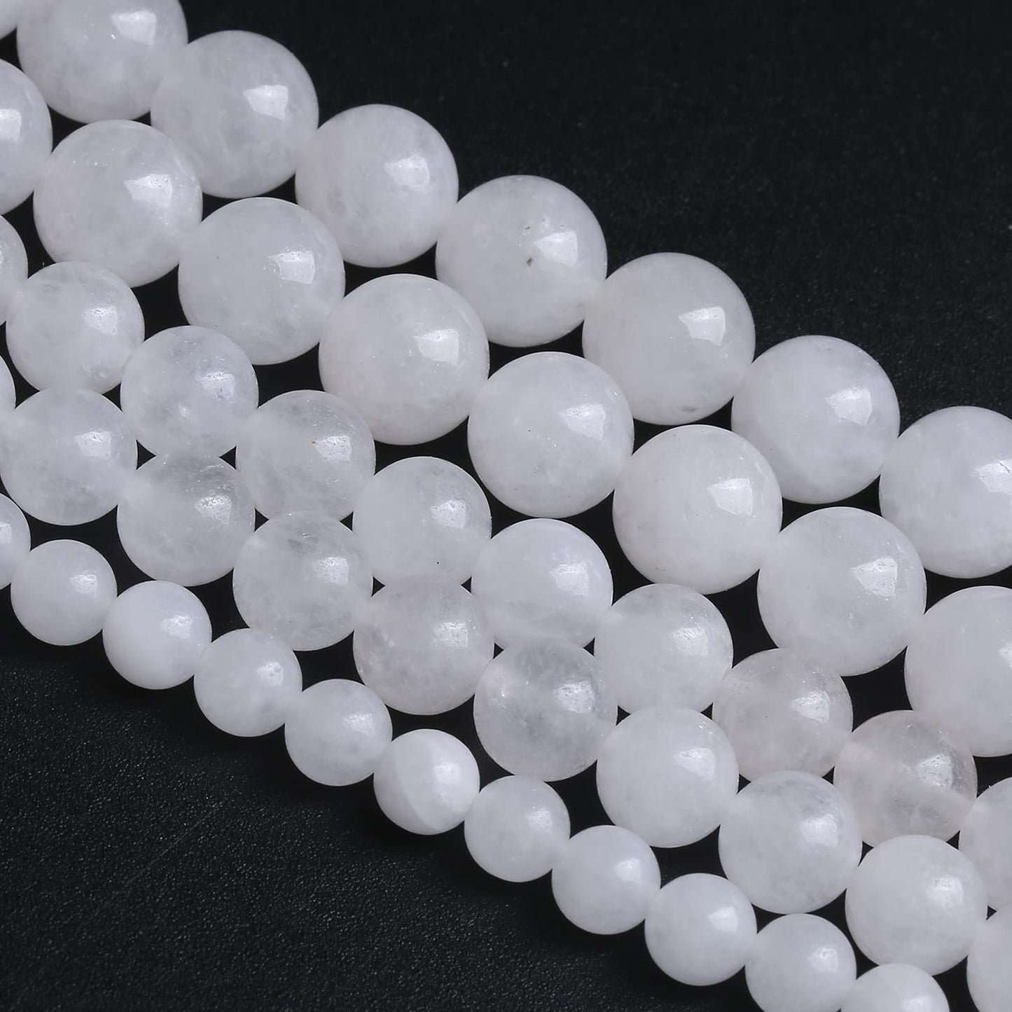 8MM 45PCS Natural Stone White Jade Loose Beads for Jewelry Making DIY Bracelet