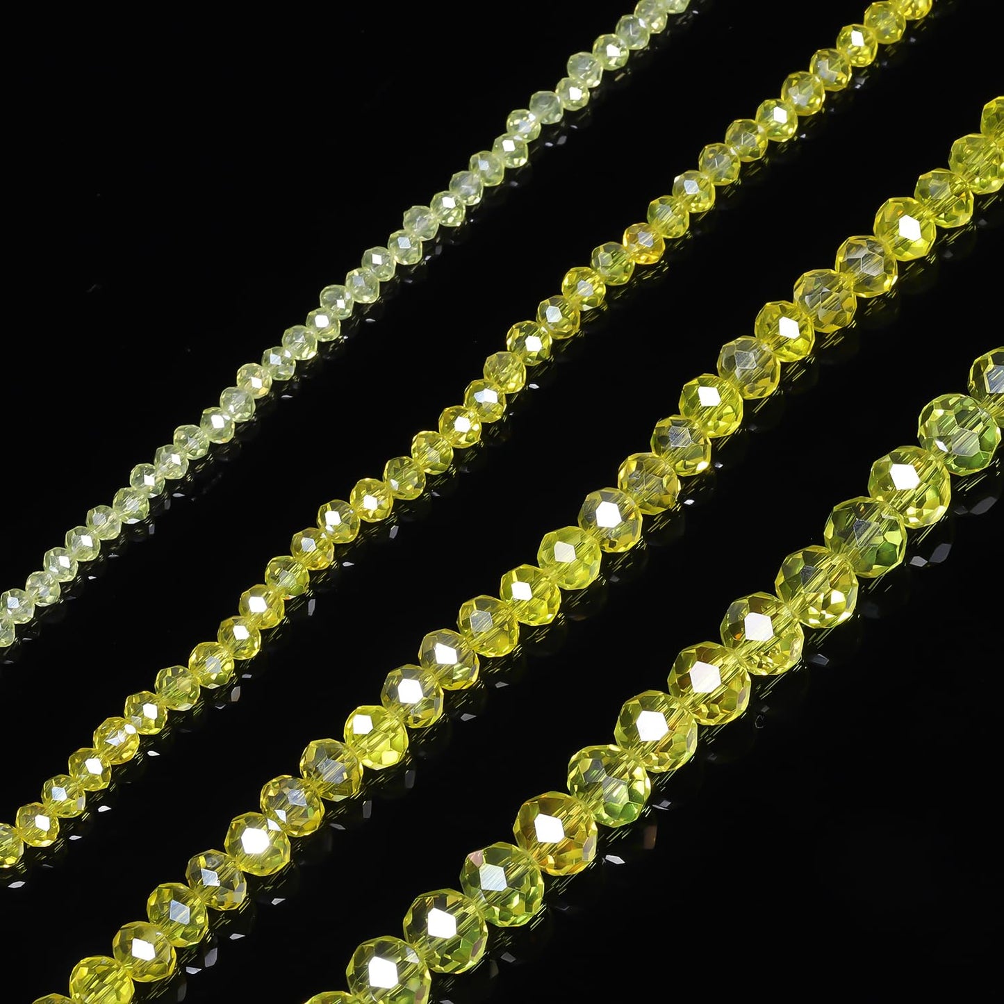 NITOPUPU 300pcs 8mm Crystal Glass Beads for Jewelry Making Faceted Rondelle Flat Beads for Bracelets Necklace Earrings DIY Crafts (Yellow Crystal AB Bead)