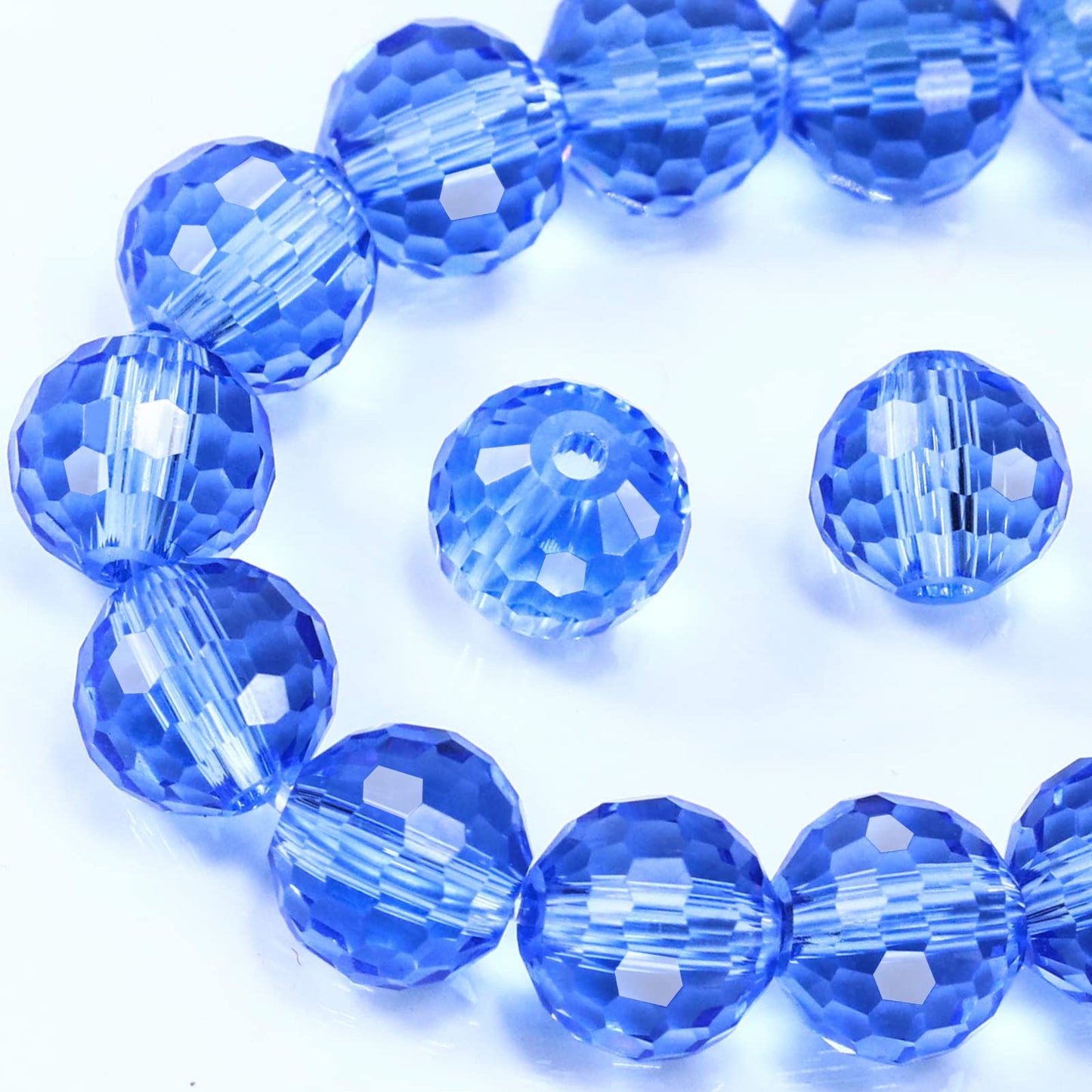 Dowarm 100PCS 8MM Crystal Glass Beads for Jewelry Making, Light Blue Faceted Crystal Beads for Crafts Bracelet Wind Chimes Suncatcher, #5003 Rondelle Spacer Beads, Loose Gemstones