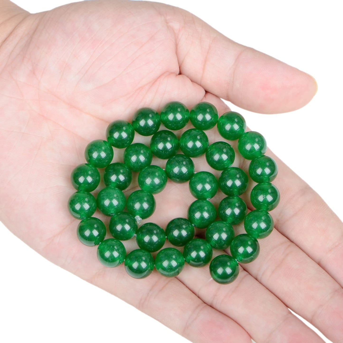 AD Beads Natural Gemstone Round Loose Beads 15" for Bracelet Necklace Earrings Jwelery Making Crafts DIY (10mm, Green Jade)