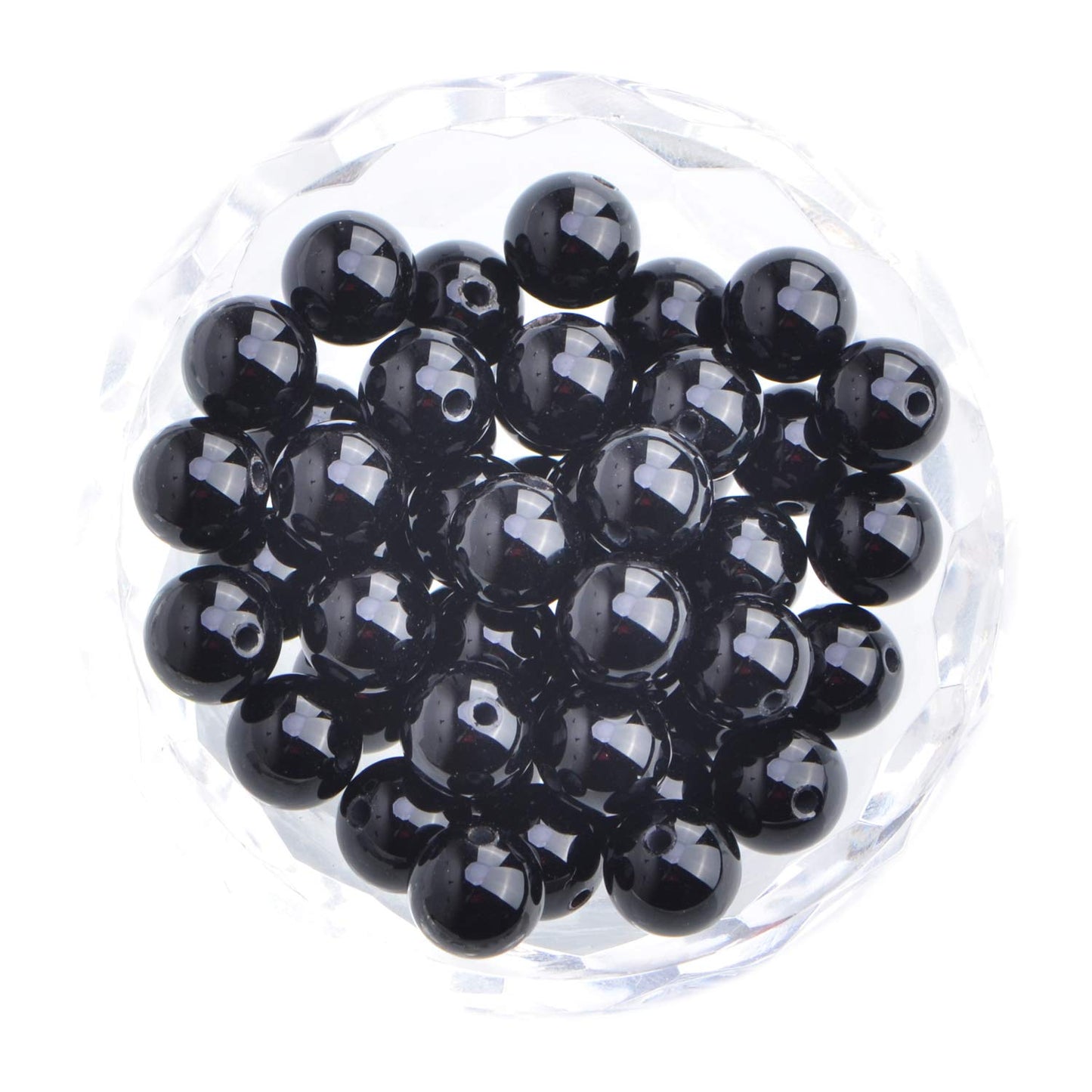 80Pcs Natural Crystal Beads Stone Gemstone Round Loose Energy Healing Beads with Free Crystal Stretch Cord for Jewelry Making (Tourmaline Black, 10mm)