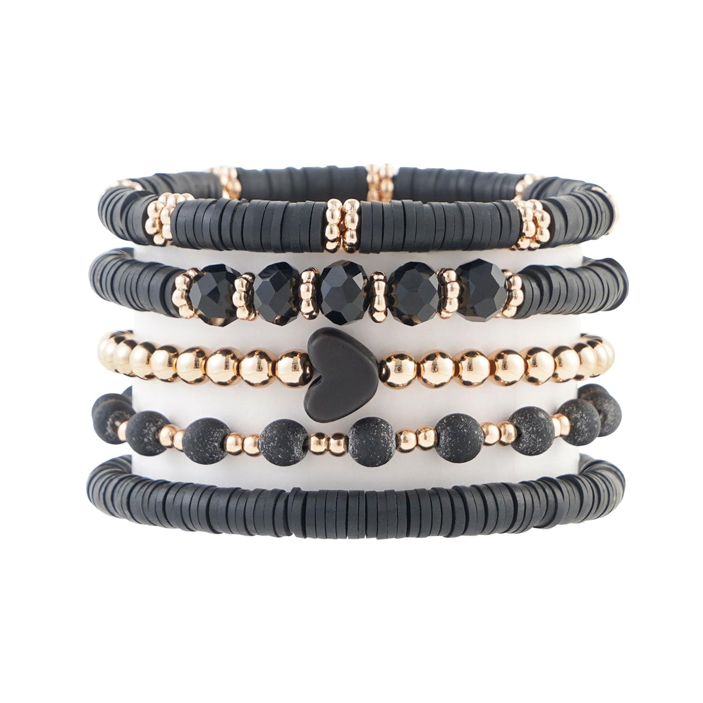 RISHEGAE Heishi Beaded Stretch Bracelets for Women Stackable Polymer Clay Beads Bracelets Friendship Boho Summer Beach Bracelet Jewelry Set