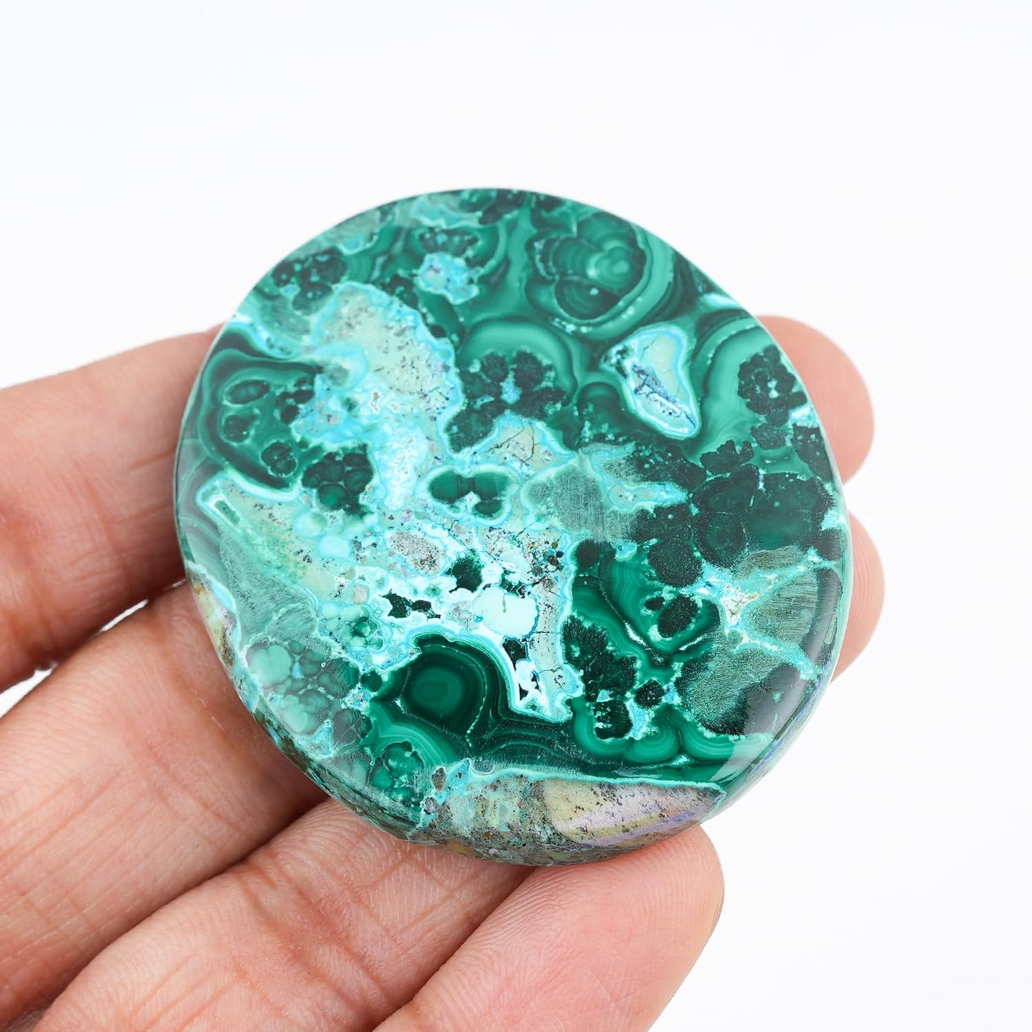 ColouredRocks (45X43mm+ BIG AZURITE MALACHITE, Natural Cabochon Crystals, Loose Gemstone, Wholesale Polished Supply, Jewelry Making, DIY Craft, Gem Collection