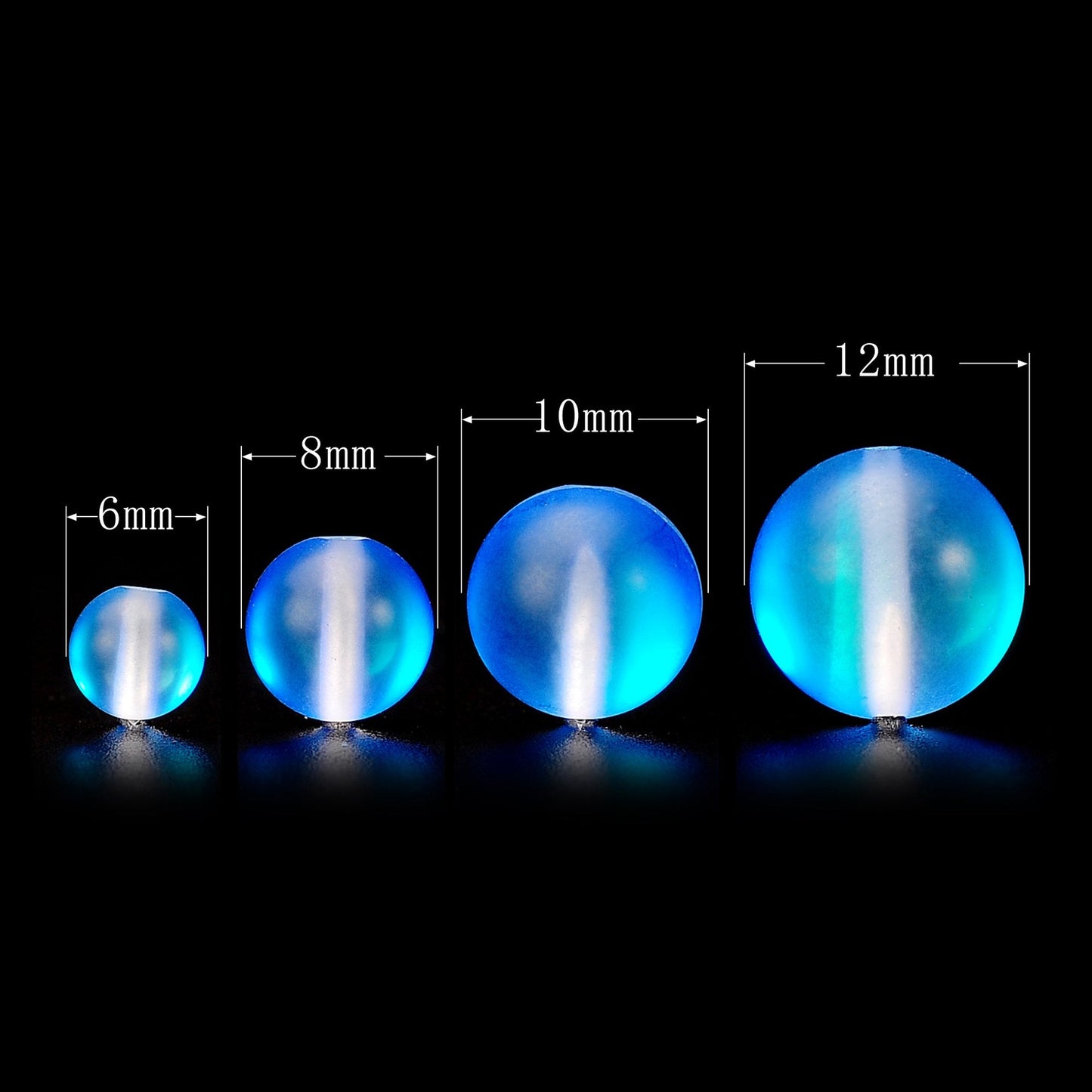 RUBYCA 6mm Round Moonstone Matte Crystal Glass Beads Aura for Jewelry Making Blue, 1 Strand