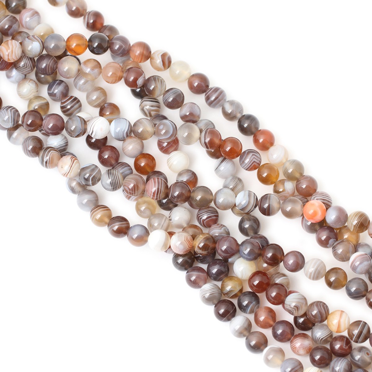 CHEAVIAN 45PCS 8mm Natural Botswana Sardonyx Agate Gemstone Round Loose Beads for DIY Jewelry Making 1 Strand 15"