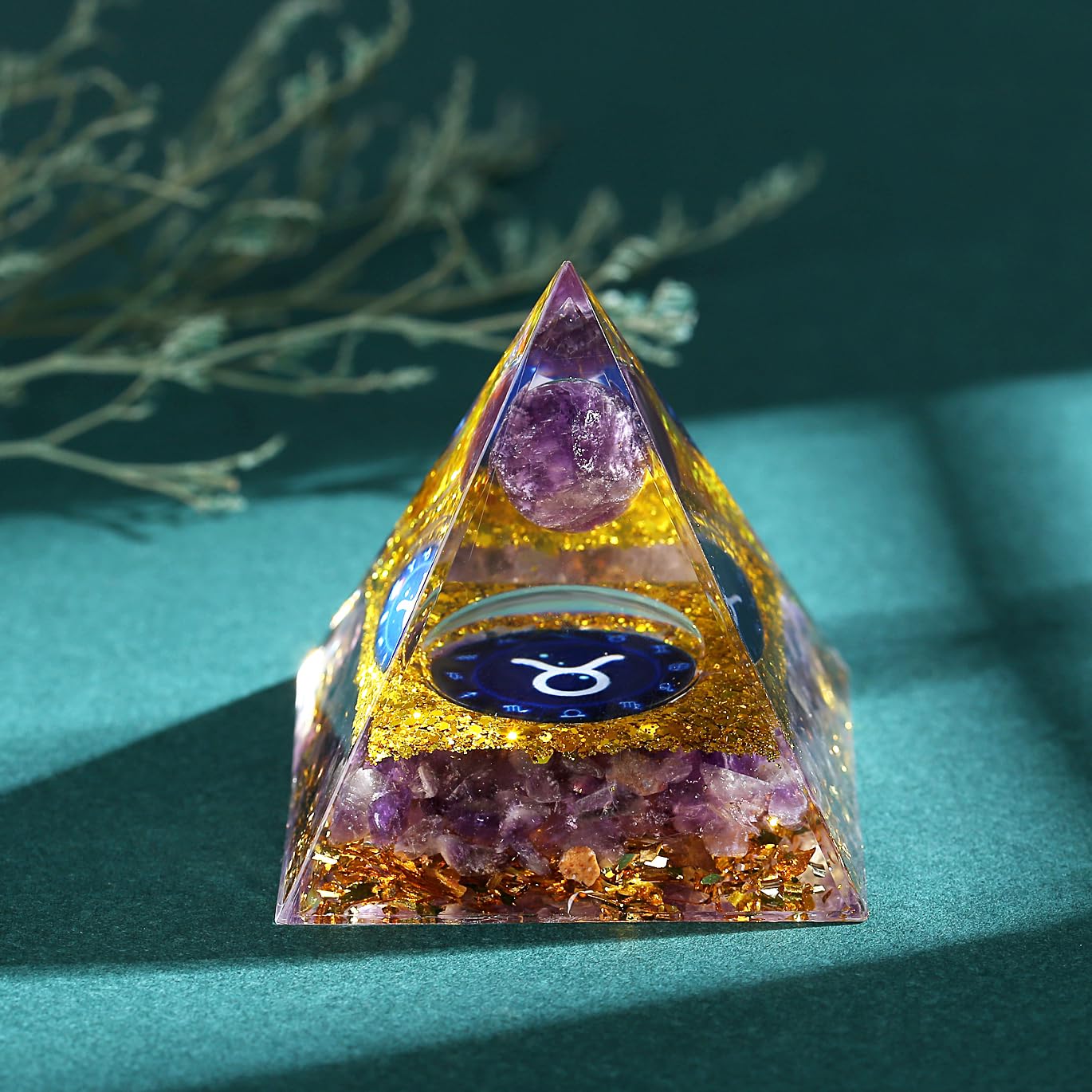 YATOJUZI 12 Zodiac Taurus Birthday Gifts for Women Men Healing Crystals Natural Amethyst Crystal Stones Gemstones Orgonite Chakra Reiki Lucky Energy Decor for Office Desk Decorations