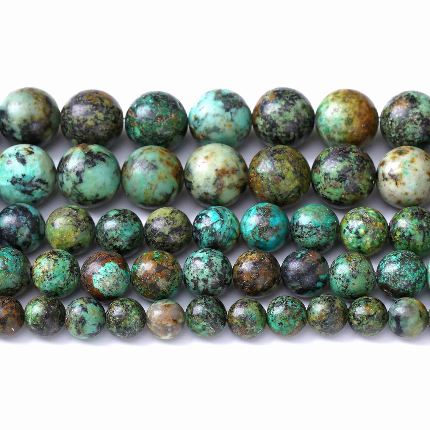 12MM 30PCS Natural Stone Green African Turquoise Spacer Loose Beads for Jewelry Making DIY Bracelet Necklace