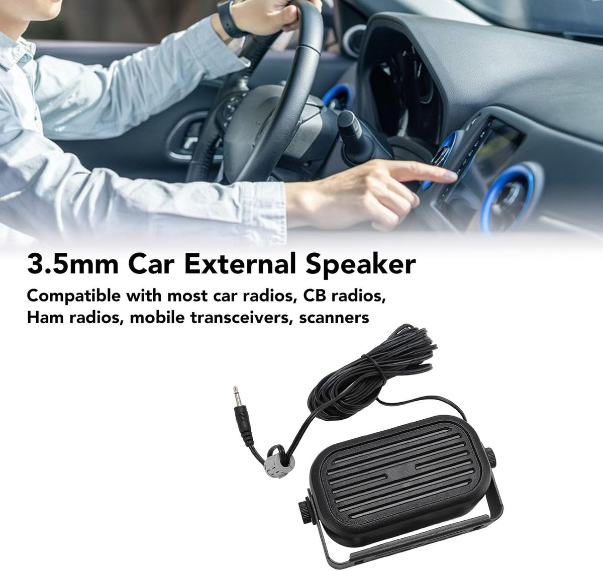 Yoidesu 35L 3.5mm 14.76ft SP External Speaker, Mobile Radio Car Truck Vehicle Speaker with Cable, Mini External Speaker